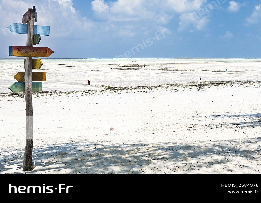 Hemis Tanzanie Zanzibar Paje Panneau Signaletique Plage