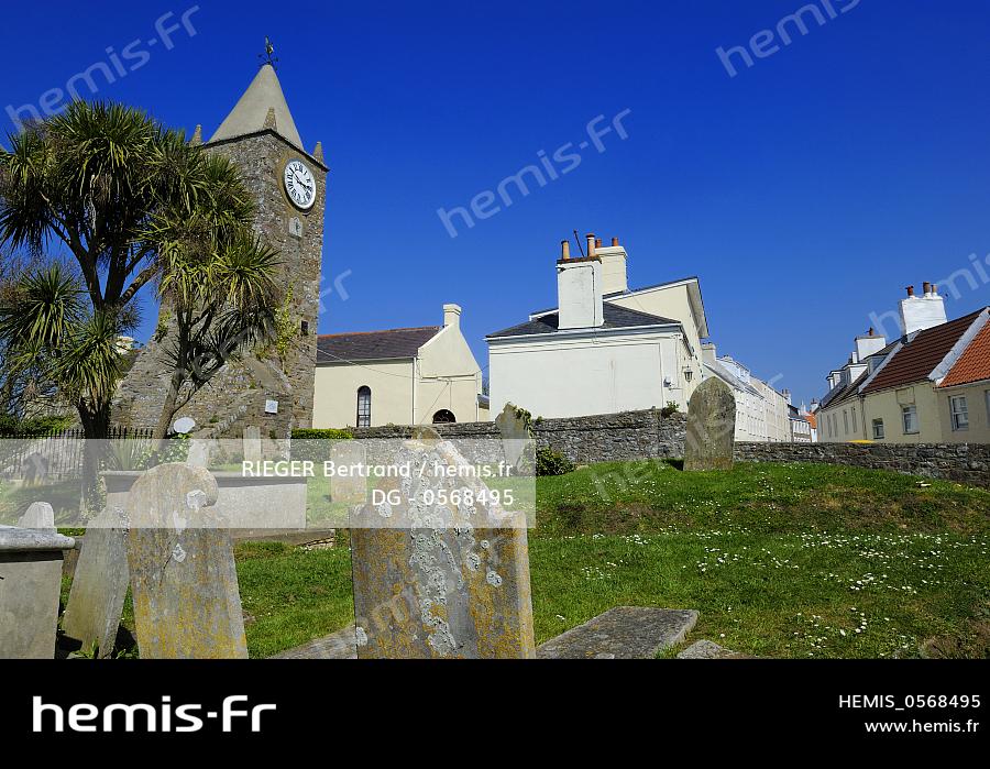 Ile D'aurigny Hemis : Royaume uni iles anglo normandes ile aurigny alderney sainte anne  clocher ancienne eglise